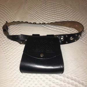 Vintage Goth Hand-Worked Leather Belt Bag